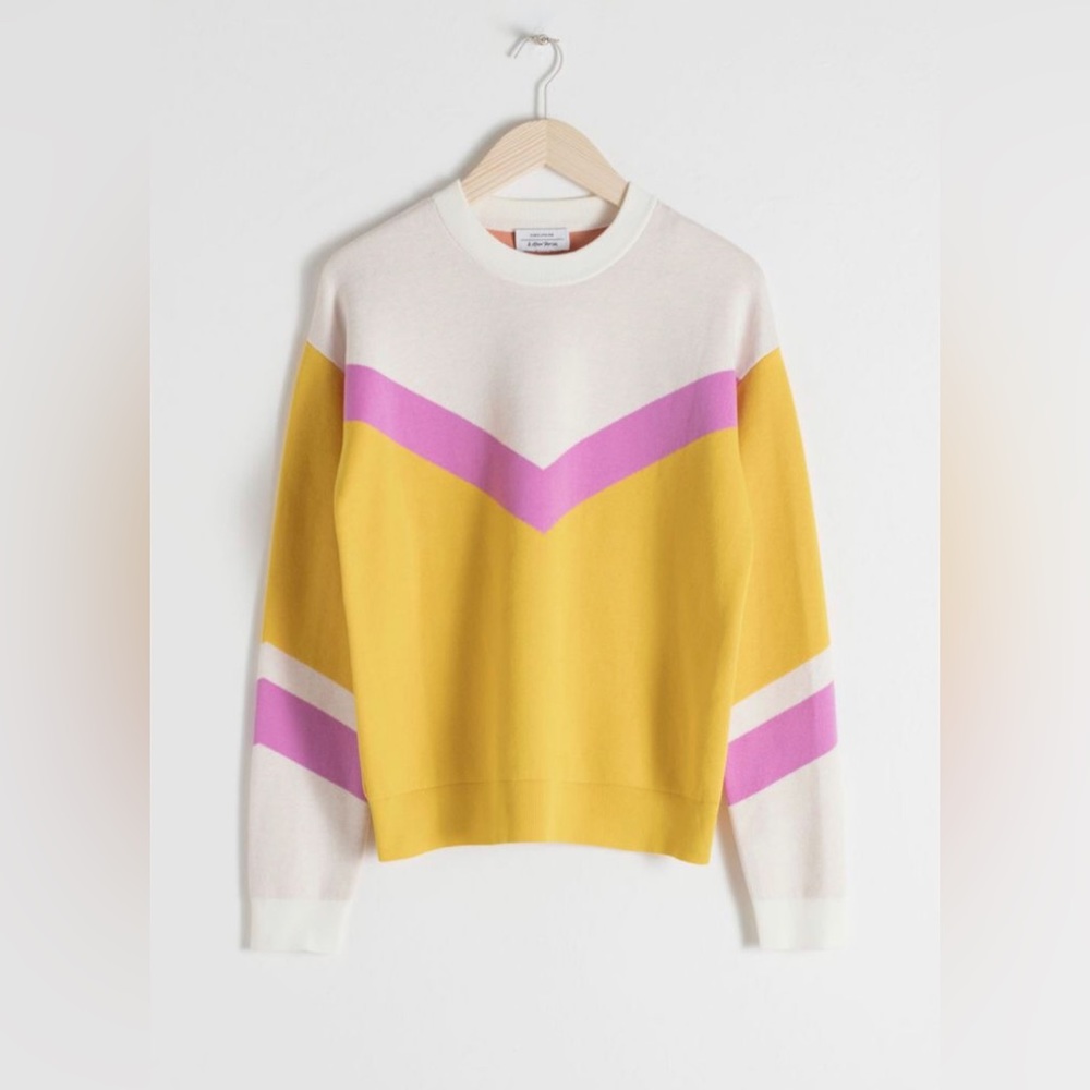 & Other Stories Intarsia Knit Varsity Sweater (Size XS)